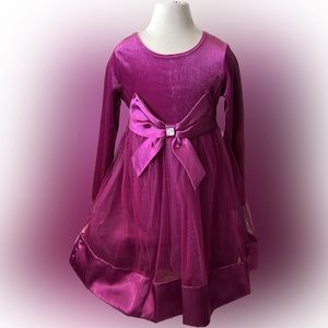 LIKE NEW Deep Pink Velvet Bodice and Sparkle Mesh Youngland Dress Girls Size 6